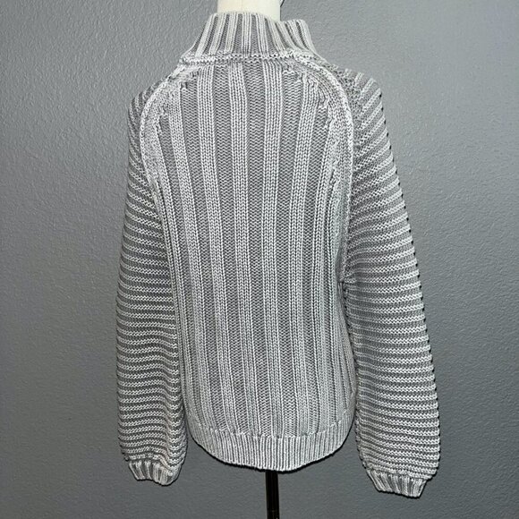 FREE PEOPLE Sweetheart Cable Knit Sweater Mock Turtleneck High Low Hem Gray XS - Picture 4 of 6